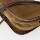 LOEWE anagram Shoulder Bag Suede Brown Gold Auth 173473-15