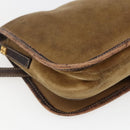 LOEWE anagram Shoulder Bag Suede Brown Gold Auth 173473-16