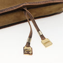 LOEWE anagram Shoulder Bag Suede Brown Gold Auth 173473-10