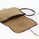 LOEWE anagram Shoulder Bag Suede Brown Gold Auth 173473-11