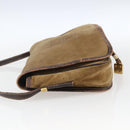 LOEWE anagram Shoulder Bag Suede Brown Gold Auth 173473-3