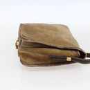 LOEWE anagram Shoulder Bag Suede Brown Gold Auth 173473-4