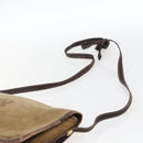 LOEWE anagram Shoulder Bag Suede Brown Gold Auth 173473-8