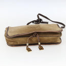 LOEWE anagram Shoulder Bag Suede Brown Gold Auth 173473-5