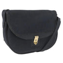 Christian Dior Honeycomb Canvas Shoulder Bag Black Gold Auth 173474-1