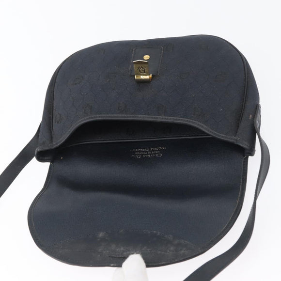 Christian Dior Honeycomb Canvas Shoulder Bag Black Gold Auth 173474