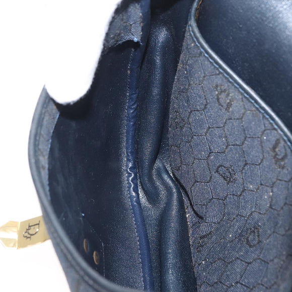 Christian Dior Honeycomb Canvas Shoulder Bag Black Gold Auth 173474