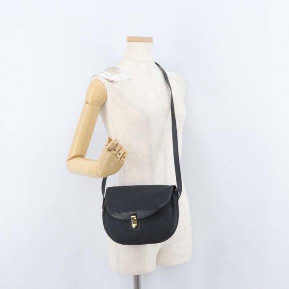 Christian Dior Honeycomb Canvas Shoulder Bag Black Gold Auth 173474