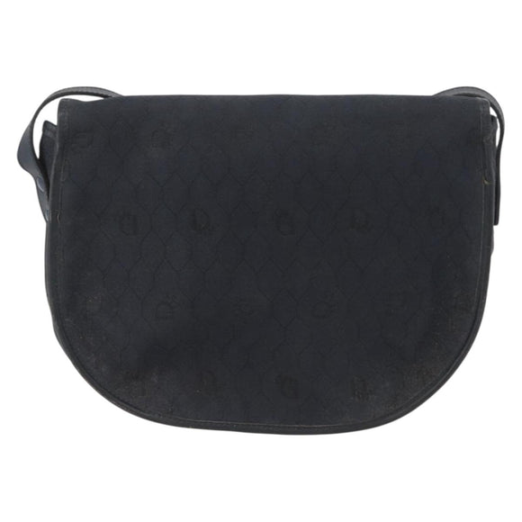 Christian Dior Honeycomb Canvas Shoulder Bag Black Gold Auth 173474