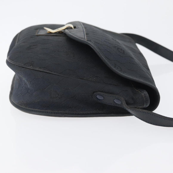 Christian Dior Honeycomb Canvas Shoulder Bag Black Gold Auth 173474