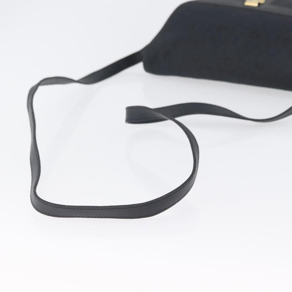 Christian Dior Honeycomb Canvas Shoulder Bag Black Gold Auth 173474