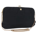 CELINE Chain Shoulder Bag Nylon Black Gold Auth 173477-1