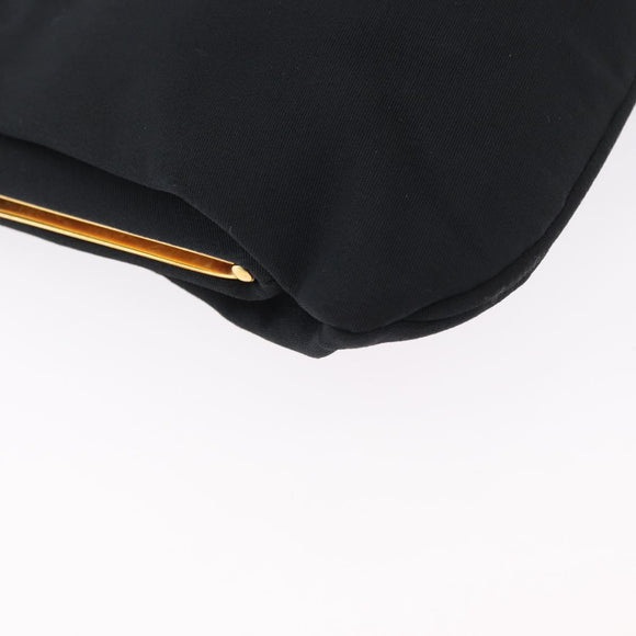 CELINE Chain Shoulder Bag Nylon Black Gold Auth 173477