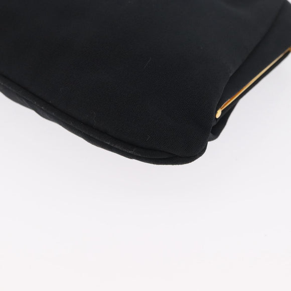 CELINE Chain Shoulder Bag Nylon Black Gold Auth 173477