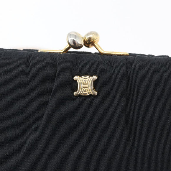 CELINE Chain Shoulder Bag Nylon Black Gold Auth 173477