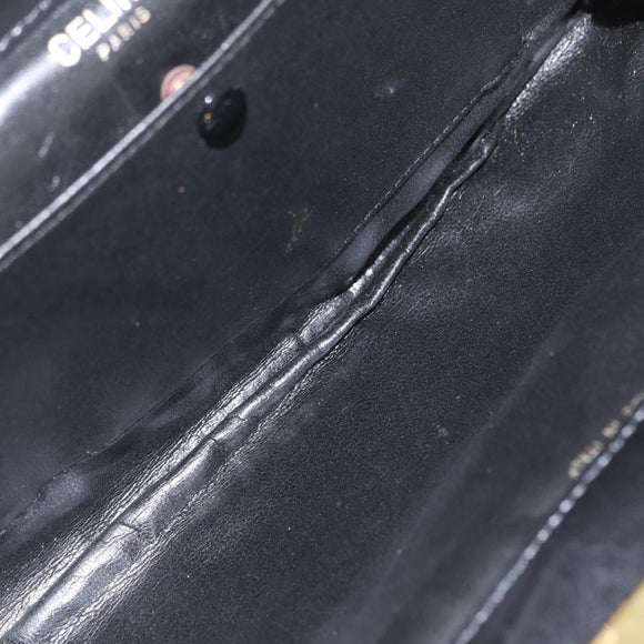 CELINE Chain Shoulder Bag Nylon Black Gold Auth 173477