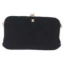 CELINE Chain Shoulder Bag Nylon Black Gold Auth 173477-2