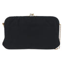 CELINE Chain Shoulder Bag Nylon Black Gold Auth 173477-3