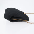 CELINE Chain Shoulder Bag Nylon Black Gold Auth 173477-4