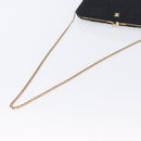 CELINE Chain Shoulder Bag Nylon Black Gold Auth 173477-7