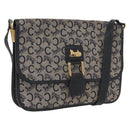CELINE C Macadam Canvas Shoulder Bag Navy Gold Auth 173478-1