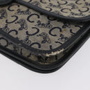 CELINE C Macadam Canvas Shoulder Bag Navy Gold Auth 173478-9