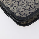 CELINE C Macadam Canvas Shoulder Bag Navy Gold Auth 173478-16