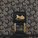 CELINE C Macadam Canvas Shoulder Bag Navy Gold Auth 173478-18