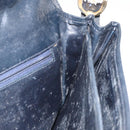 CELINE C Macadam Canvas Shoulder Bag Navy Gold Auth 173478-21