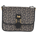 CELINE C Macadam Canvas Shoulder Bag Navy Gold Auth 173478-13