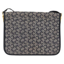 CELINE C Macadam Canvas Shoulder Bag Navy Gold Auth 173478-2