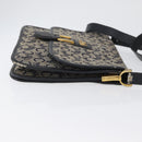 CELINE C Macadam Canvas Shoulder Bag Navy Gold Auth 173478-3
