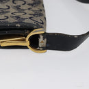 CELINE C Macadam Canvas Shoulder Bag Navy Gold Auth 173478-4
