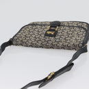CELINE C Macadam Canvas Shoulder Bag Navy Gold Auth 173478-7