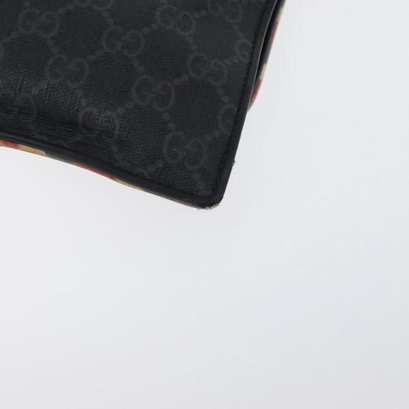 GUCCI GG Supreme night courier Clutch Bag Black Silver 496346 Auth 173479