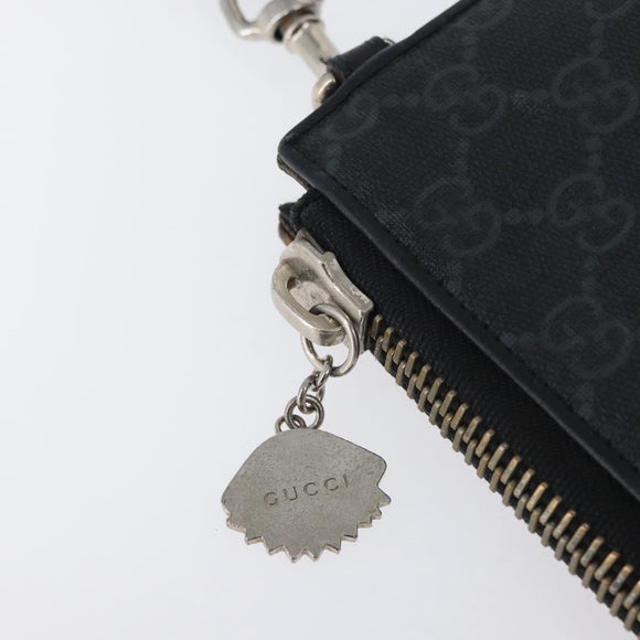 GUCCI GG Supreme night courier Clutch Bag Black Silver 496346 Auth 173479