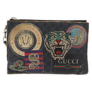 GUCCI GG Supreme night courier Clutch Bag Black Silver 496346 Auth 173479-13