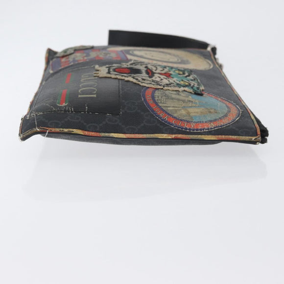 GUCCI GG Supreme night courier Clutch Bag Black Silver 496346 Auth 173479