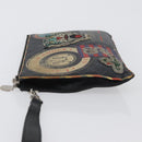 GUCCI GG Supreme night courier Clutch Bag Black Silver 496346 Auth 173479-4