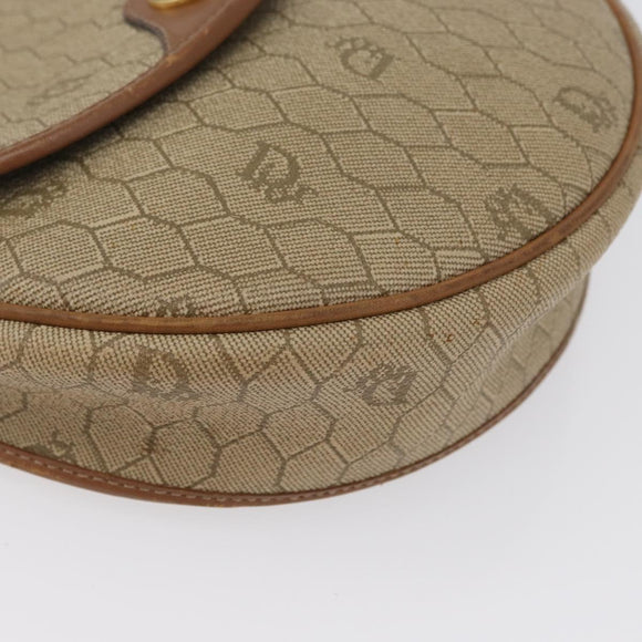 Christian Dior Honeycomb Canvas Shoulder Bag PVC Beige Gold Auth 173480