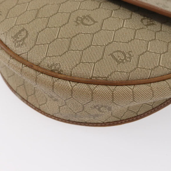Christian Dior Honeycomb Canvas Shoulder Bag PVC Beige Gold Auth 173480