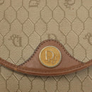 Christian Dior Honeycomb Canvas Shoulder Bag PVC Beige Gold Auth 173480-14