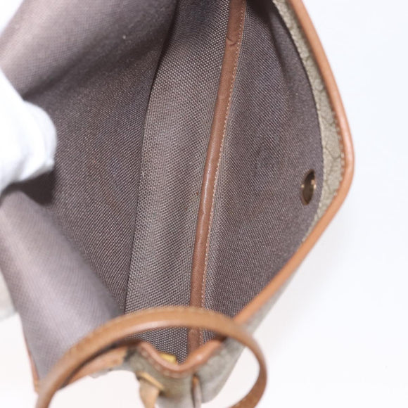 Christian Dior Honeycomb Canvas Shoulder Bag PVC Beige Gold Auth 173480