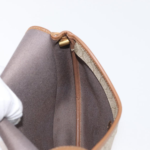 Christian Dior Honeycomb Canvas Shoulder Bag PVC Beige Gold Auth 173480