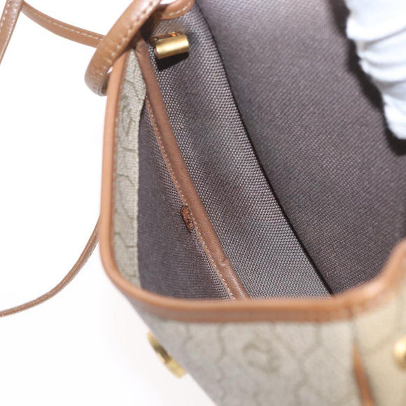 Christian Dior Honeycomb Canvas Shoulder Bag PVC Beige Gold Auth 173480