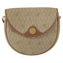 Christian Dior Honeycomb Canvas Shoulder Bag PVC Beige Gold Auth 173480-2