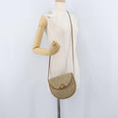 Christian Dior Honeycomb Canvas Shoulder Bag PVC Beige Gold Auth 173480-20