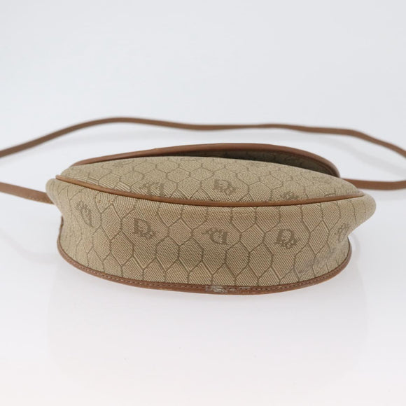 Christian Dior Honeycomb Canvas Shoulder Bag PVC Beige Gold Auth 173480