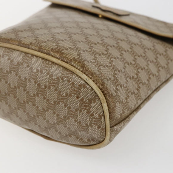 CELINE Macadam Canvas Shoulder Bag PVC Beige Gold Auth 173481