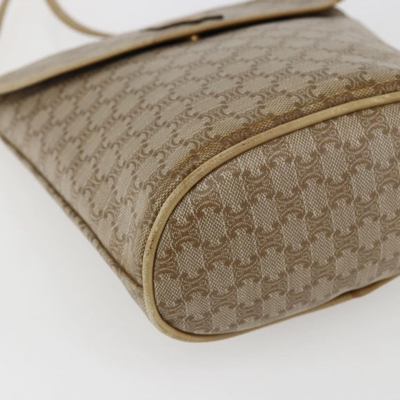 CELINE Macadam Canvas Shoulder Bag PVC Beige Gold Auth 173481